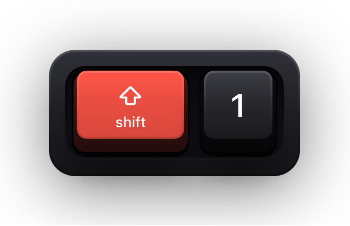 Shift and 1 shown as mechanical keycaps — Figma's zoom to fit the page chord
