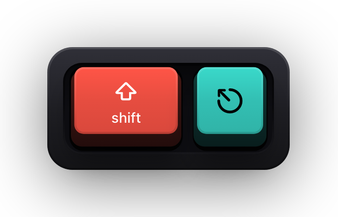 Shift and Escape shown as mechanical keycaps — Gmail's focus the main window chord