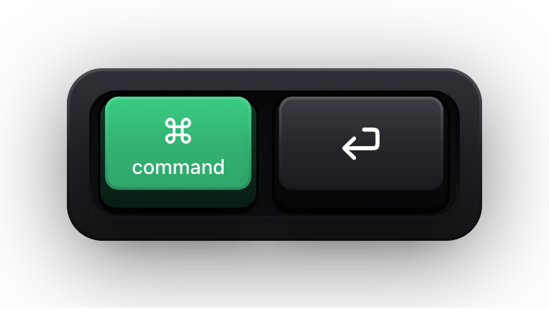 Command and Return shown as mechanical keycaps — Gmail's send the message chord