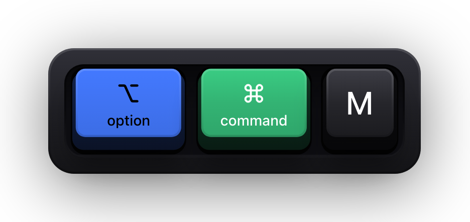 Option, Command and M shown as mechanical keycaps — Google Docs' insert a comment chord