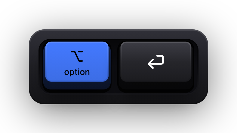 Option and Return shown as mechanical keycaps — IntelliJ IDEA's show intention actions chord