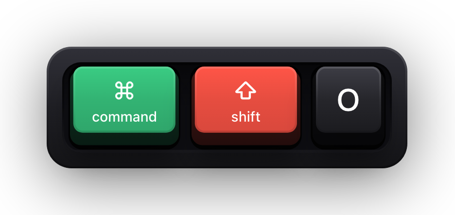 Command, Shift and O shown as mechanical keycaps — Linear's chord for opening the sub-issue editor and turning a selected list into sub-issues