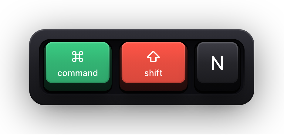 Command, Shift and N shown as mechanical keycaps — Notion's open a new window chord