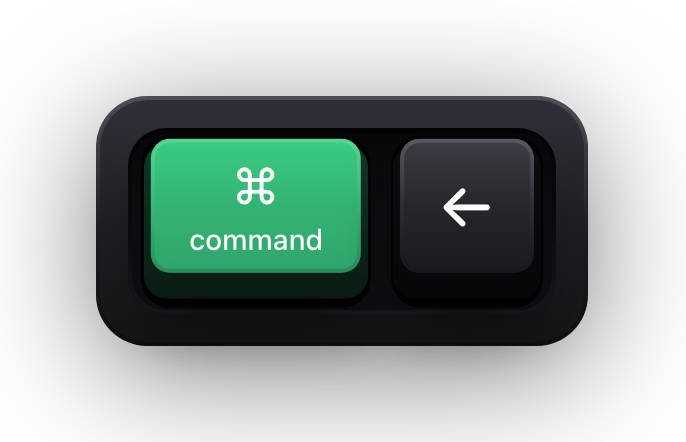Command and the left arrow shown as mechanical keycaps — Premiere Pro's nudge the clip selection one frame left chord