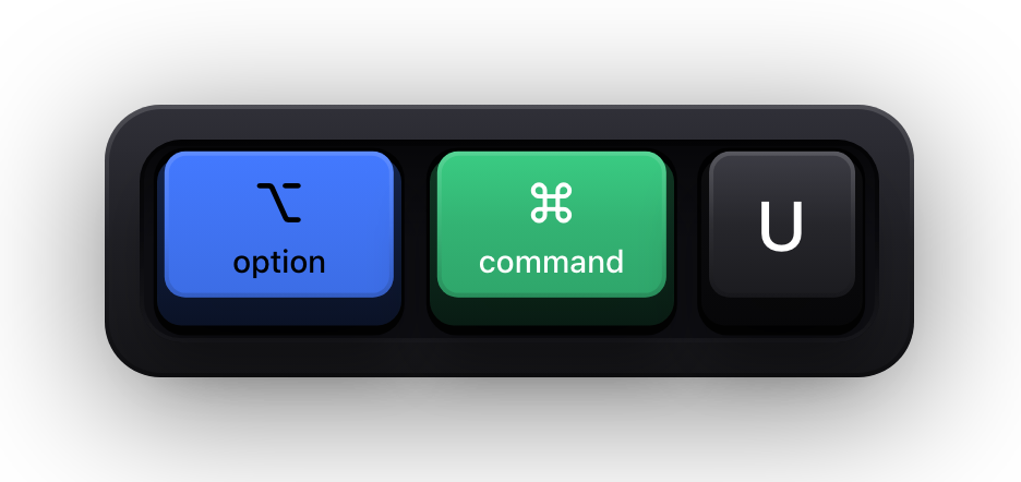 Option, Command and U shown as mechanical keycaps — Microsoft Teams' see all unread items chord