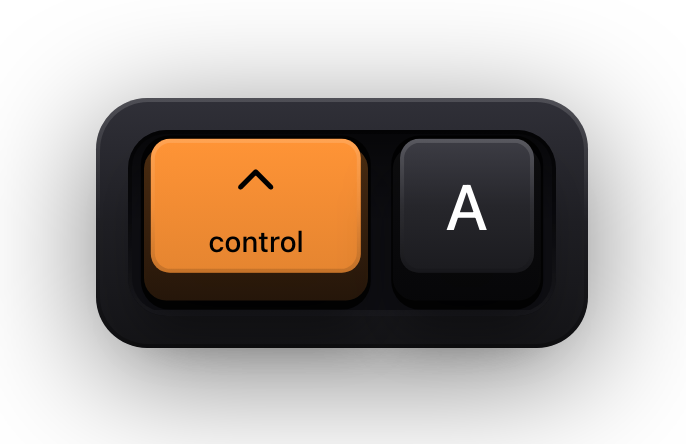 Control and A shown as mechanical keycaps — Terminal's move to the beginning of the line chord