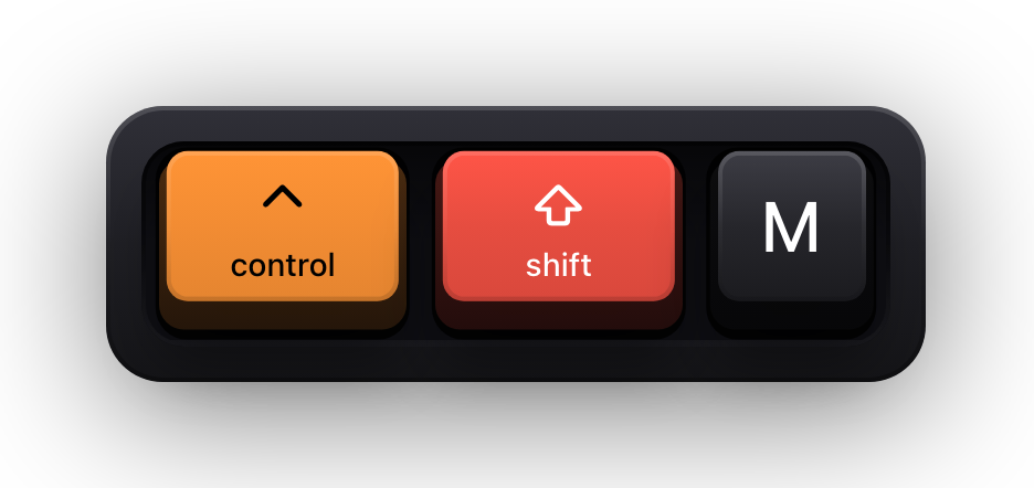 Control, Shift and M shown as mechanical keycaps — Zoom Phone's mute and unmute chord